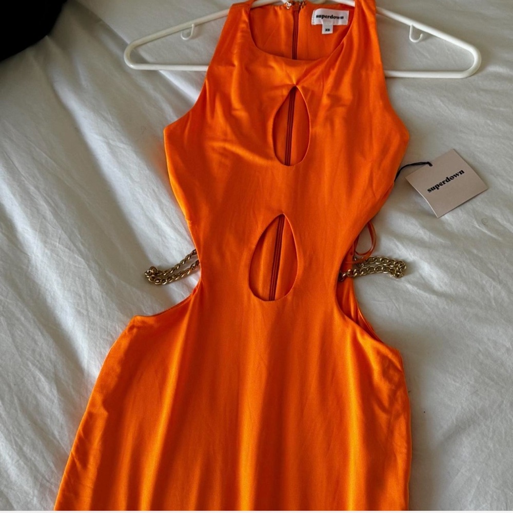 Superdown orange cut-out dress - Size XS